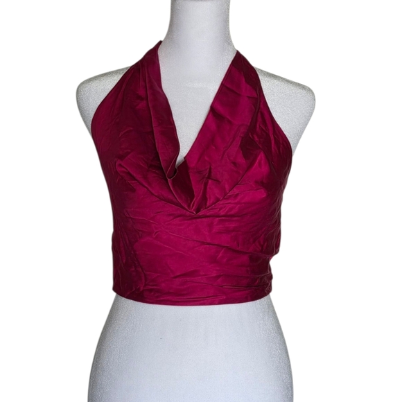Zara Fuchsia Halter Crop Tank Top With Tie Back Size Medium - Picture 1 of 4